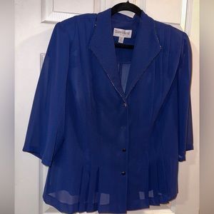 vintage Danny & Nicole size 18 navy sheer blouse Elbow sleeve Button please Bead